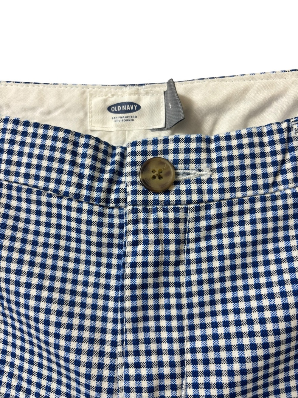 Old Navy blue white gingham cotton chino everyday mid rise summer shorts size 8 - Picture 5 of 14